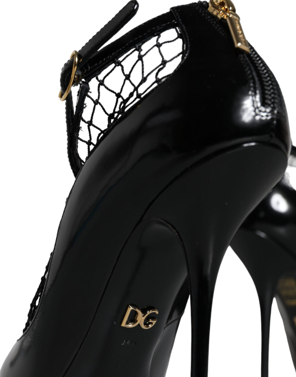 Dolce &amp; Gabbana Black Mesh Patent Leather Heels Pumps Shoes