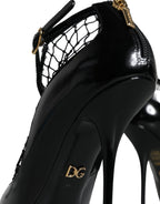 Dolce &amp; Gabbana Black Mesh Patent Leather Heels Pumps Shoes