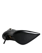 Dolce &amp; Gabbana Black Mesh Patent Leather Heels Pumps Shoes