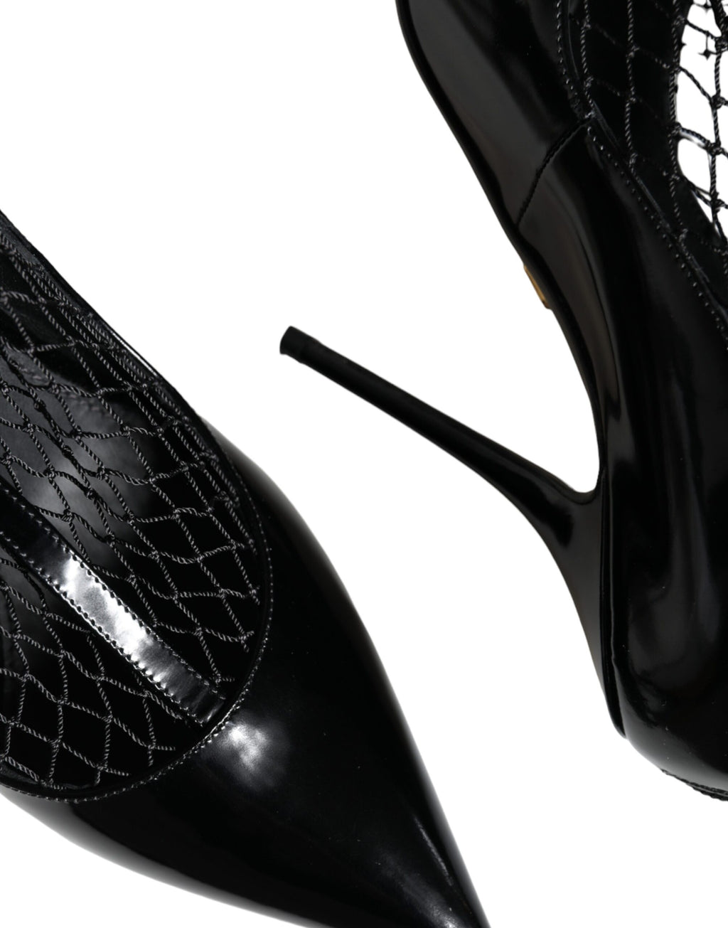Dolce &amp; Gabbana Black Mesh Patent Leather Heels Pumps Shoes