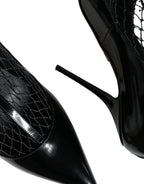 Dolce &amp; Gabbana Black Mesh Patent Leather Heels Pumps Shoes