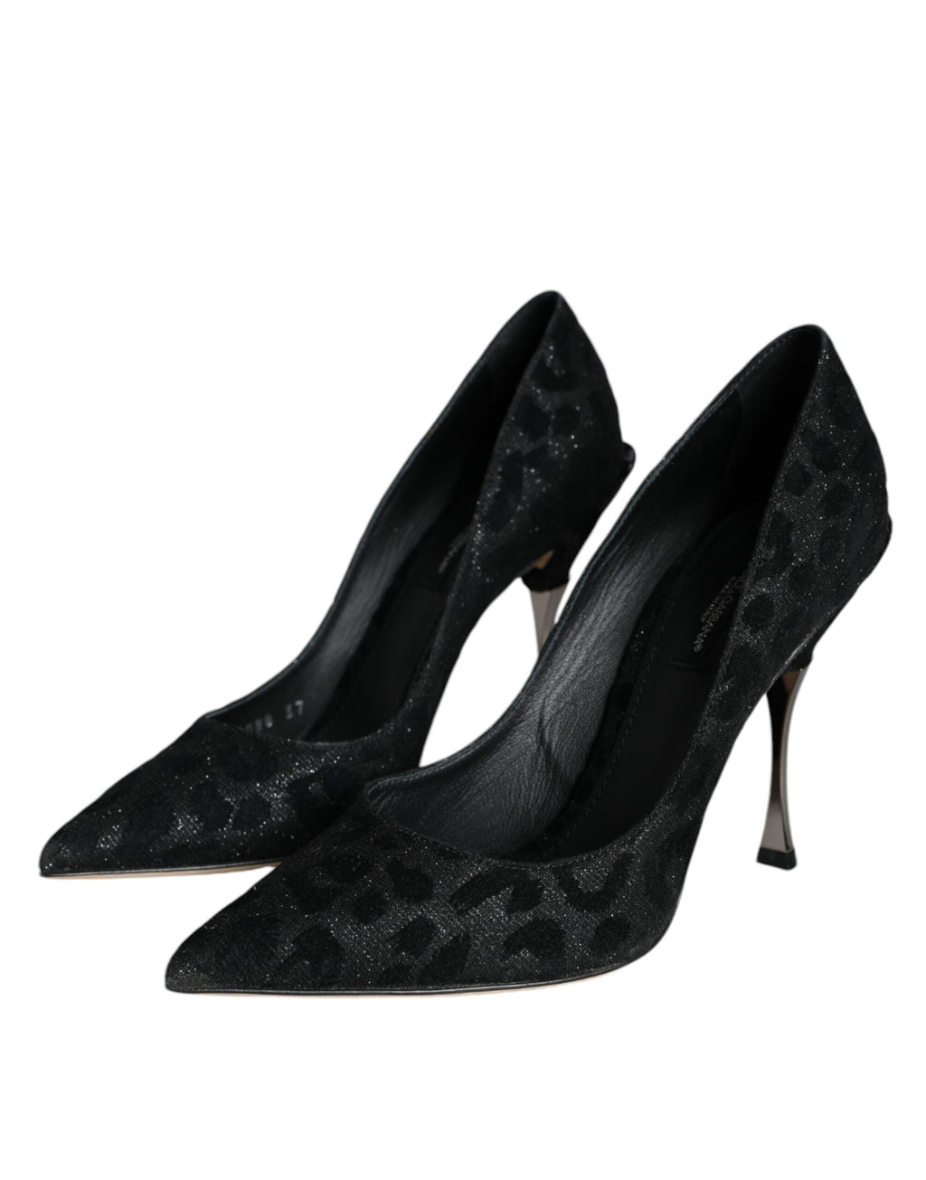 Dolce &amp; Gabbana Black Leopard Lurex High Heels Pumps Shoes