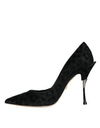 Dolce &amp; Gabbana Black Leopard Lurex High Heels Pumps Shoes