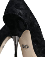 Dolce &amp; Gabbana Black Leopard Lurex High Heels Pumps Shoes