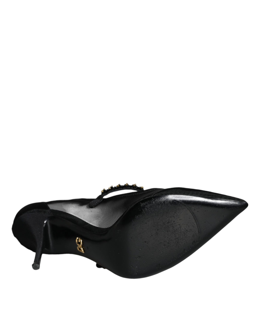 Dolce &amp; Gabbana Black Mesh Mary Jane Crystal Heel Pumps Shoes
