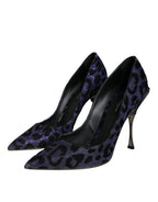 Dolce &amp; Gabbana Violet Leopard Lurex High Heels Pumps Shoes