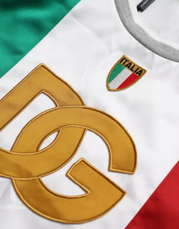 Dolce &amp; Gabbana White Green Sleeveless Top Italian Flag Basketball T-shirt