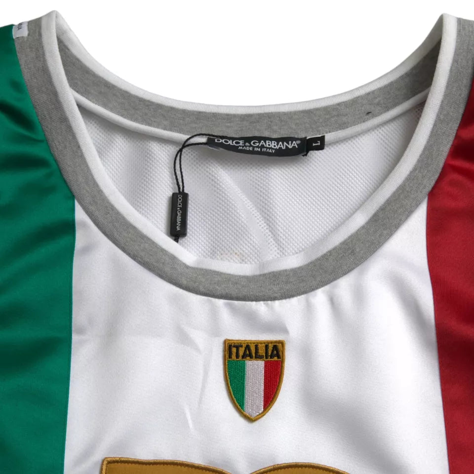 Dolce &amp; Gabbana White Green Sleeveless Top Italian Flag Basketball T-shirt
