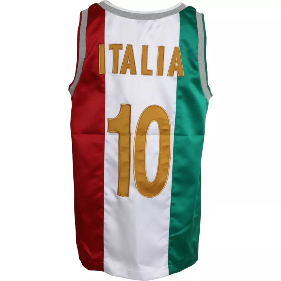 Dolce &amp; Gabbana White Green Sleeveless Top Italian Flag Basketball T-shirt