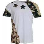 Dolce &amp; Gabbana White Camouflage Stars Crew Neck Men T-shirt