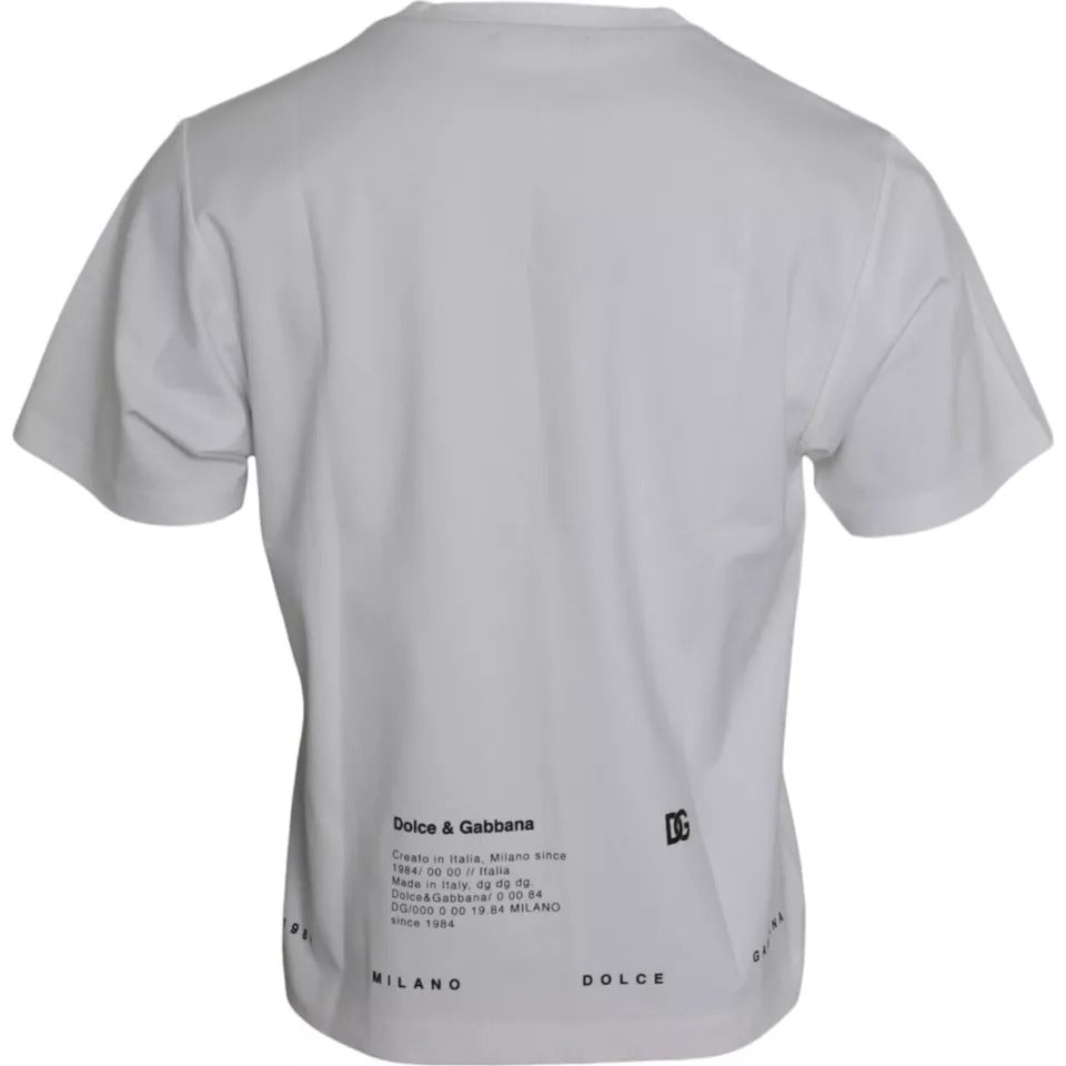 Dolce &amp; Gabbana White Red Lips Print Cotton Men T-shirt