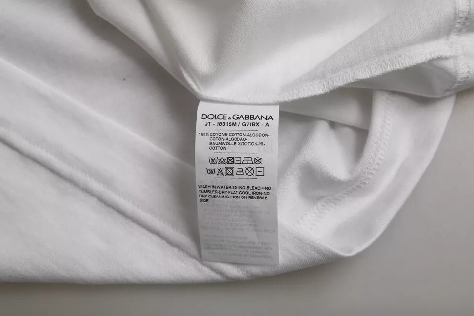 Dolce &amp; Gabbana White Cotton Round Neck Short Sleeves T-shirt