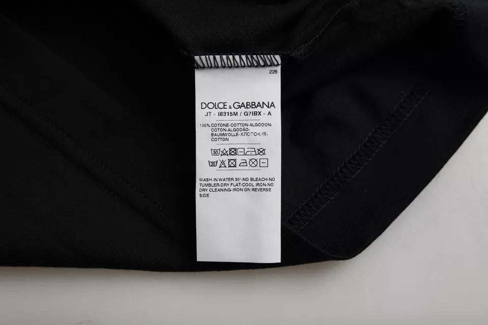 Dolce &amp; Gabbana Black Cotton Round Neck Short Sleeves Men T-shirt