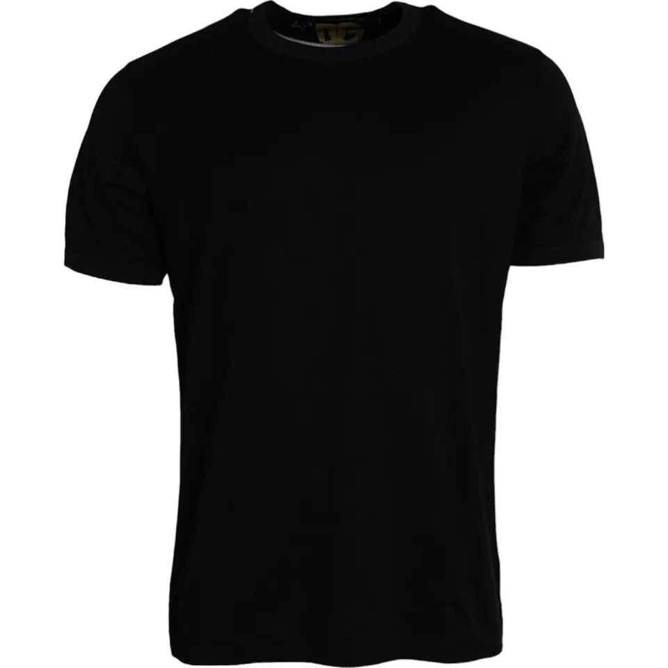 Dolce &amp; Gabbana Black Cotton Round Neck Short Sleeves Men T-shirt