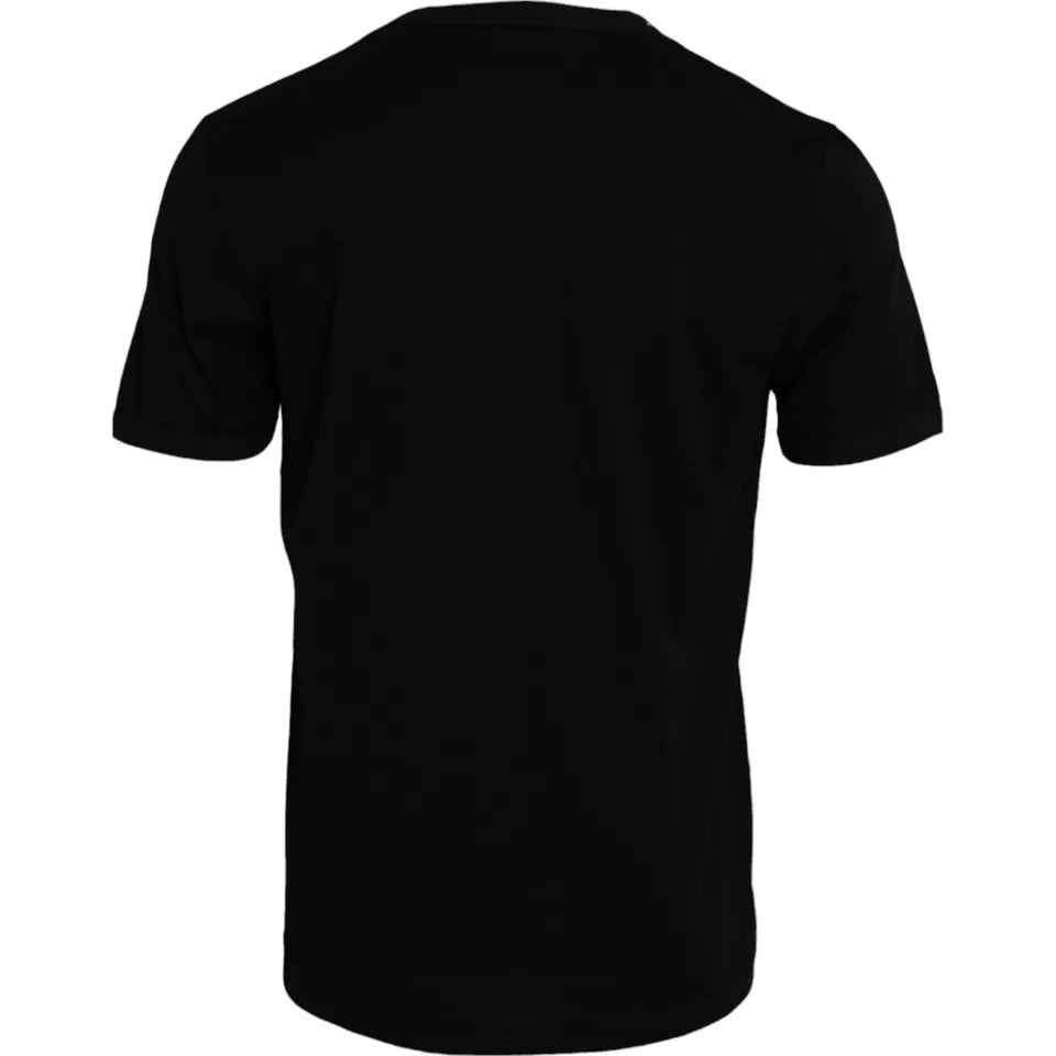 Dolce &amp; Gabbana Black Cotton Round Neck Short Sleeves Men T-shirt