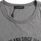 Dolce &amp; Gabbana Gray Graphic Print Cotton Round Neck T-shirt