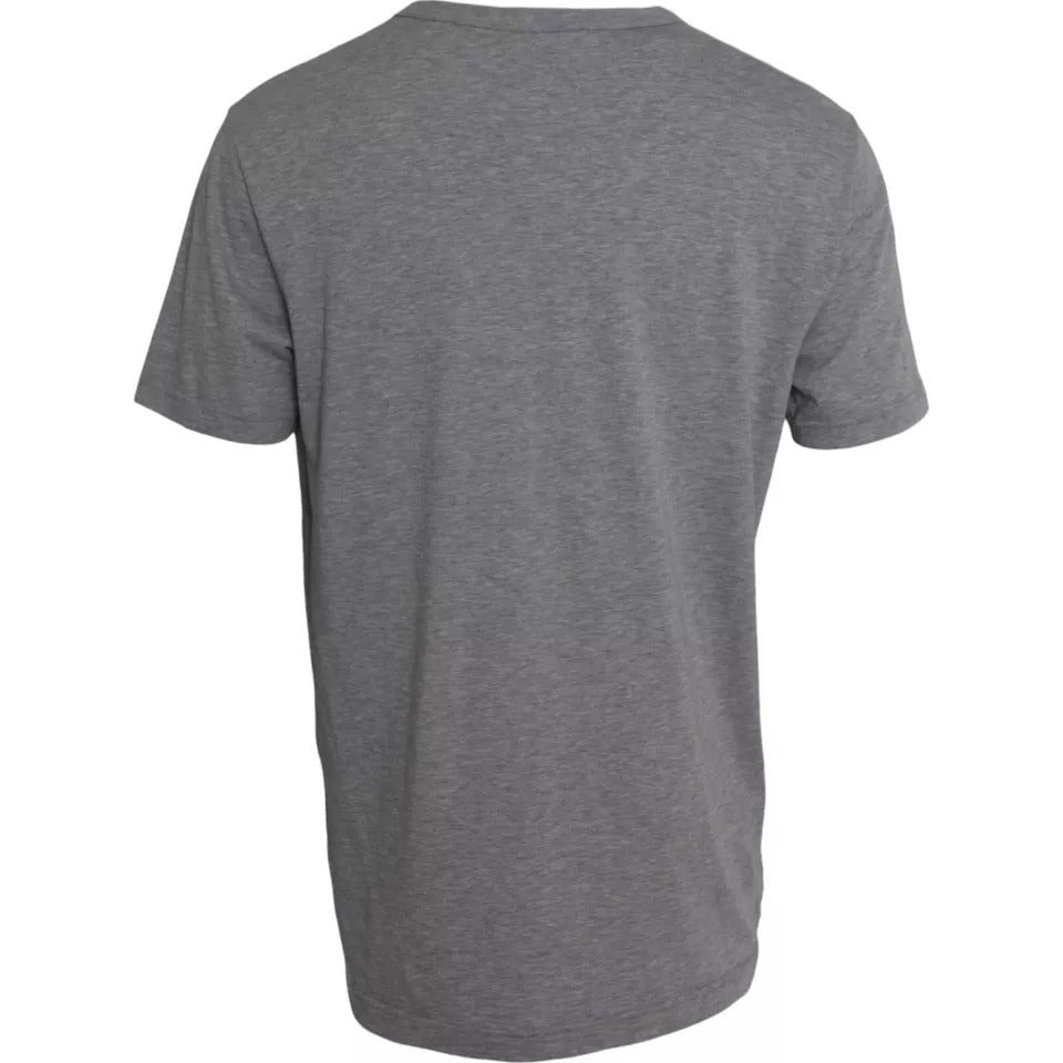 Dolce &amp; Gabbana Gray Graphic Print Cotton Round Neck T-shirt
