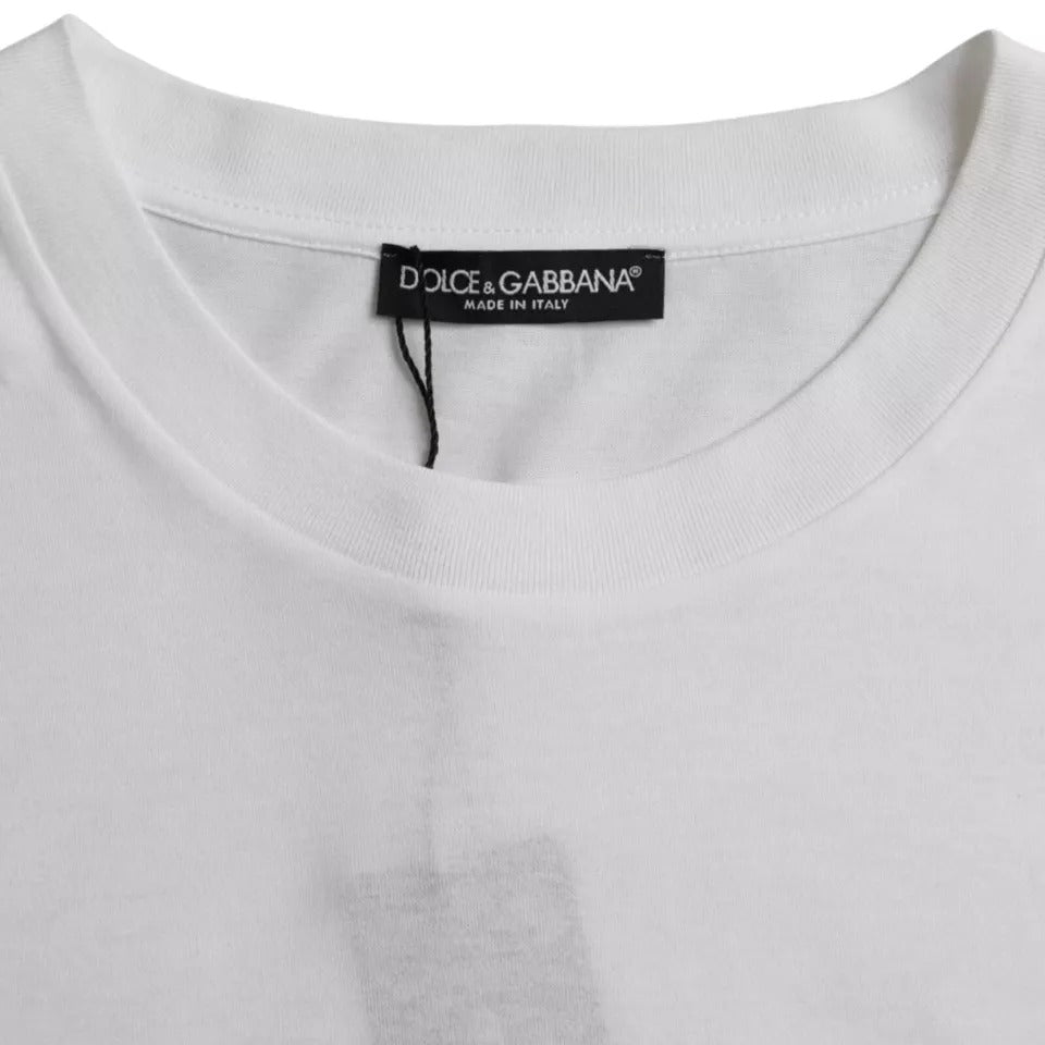 Dolce &amp; Gabbana White Cotton Round Neck Short Sleeve T-shirt