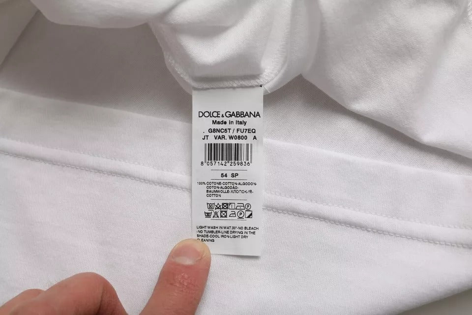Dolce &amp; Gabbana White Cotton Round Neck Short Sleeve T-shirt