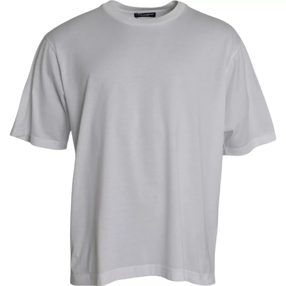 Dolce &amp; Gabbana White Cotton Round Neck Short Sleeve T-shirt