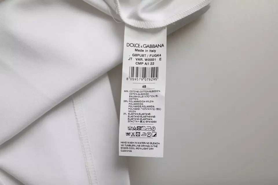 Dolce &amp; Gabbana White Cotton Round Neck Short Sleeve T-shirt