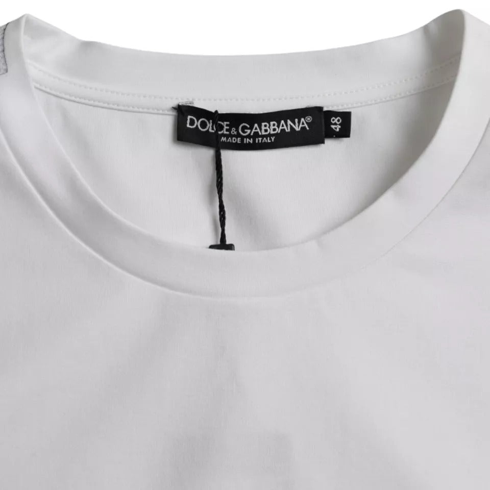 Dolce &amp; Gabbana White Cotton Round Neck Short Sleeve T-shirt