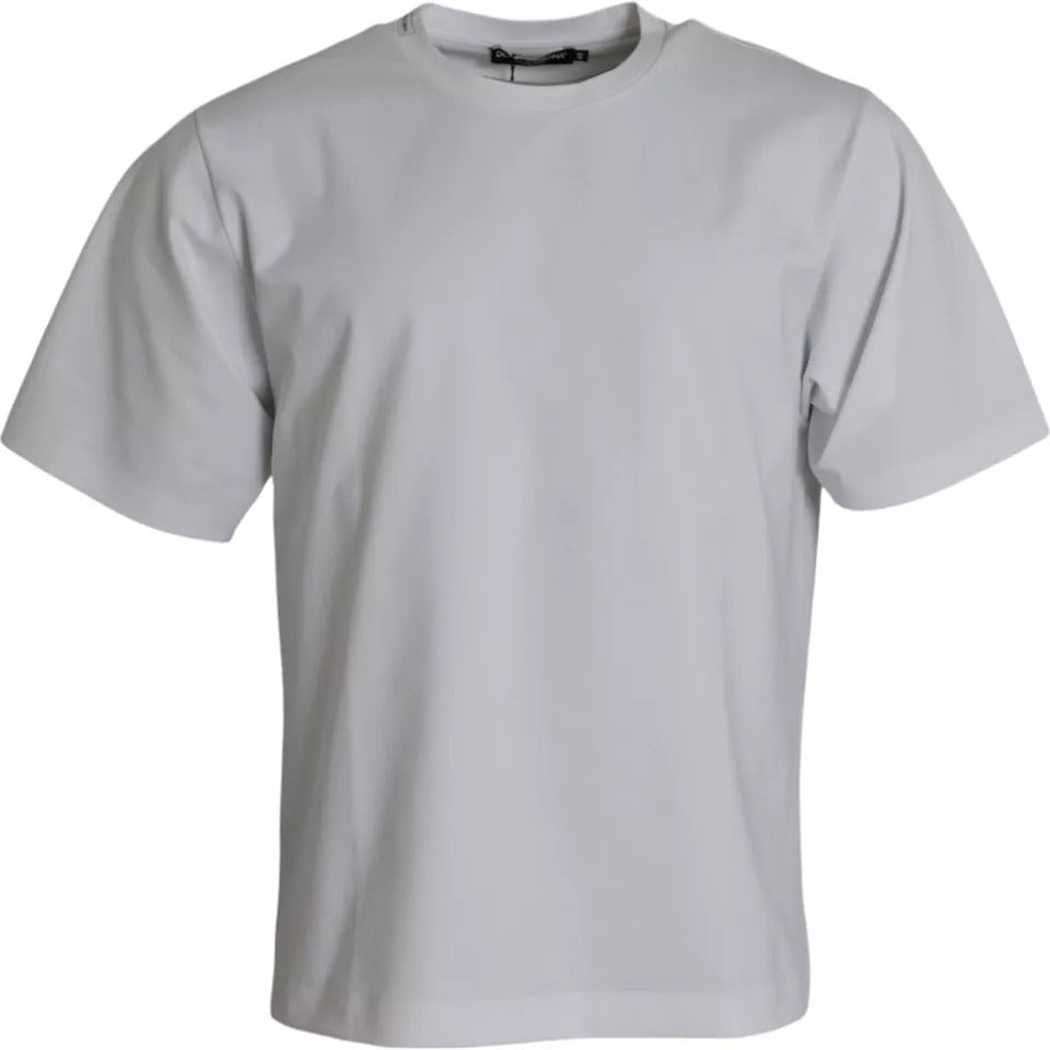 Dolce &amp; Gabbana White Cotton Round Neck Short Sleeve T-shirt