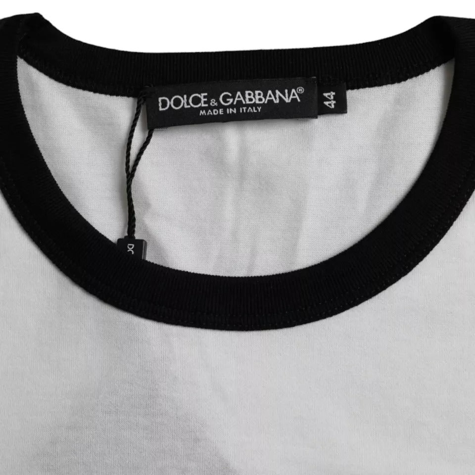Dolce &amp; Gabbana Black White Jazz Print Cotton Short Sleeves T-shirt