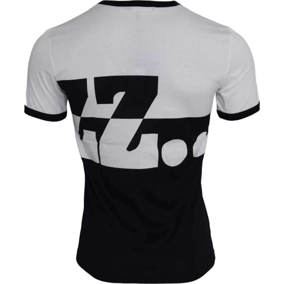 Dolce &amp; Gabbana Black White Jazz Print Cotton Short Sleeves T-shirt
