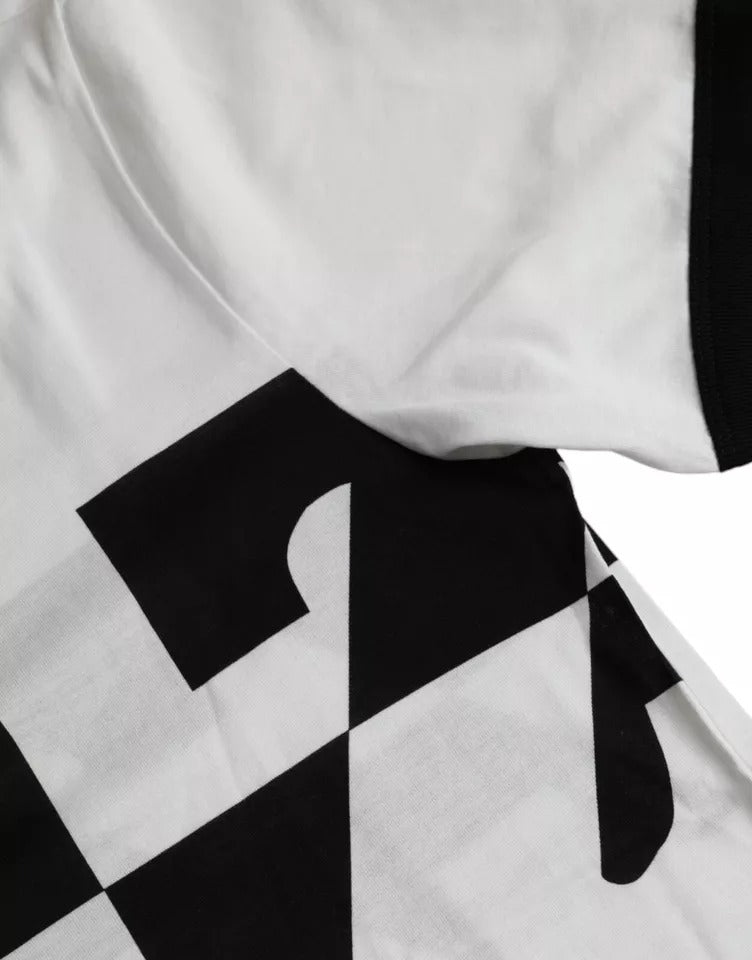 Dolce &amp; Gabbana Black White Jazz Print Cotton Short Sleeves T-shirt