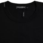 Dolce &amp; Gabbana Black Logo Embossed Cotton Crew Neck T-shirt