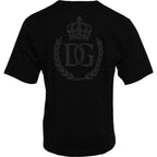 Dolce &amp; Gabbana Black Logo Embossed Cotton Crew Neck T-shirt