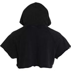 Dolce &amp; Gabbana Black Cotton Hooded Short Sleeves Cropped T-shirt