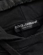 Dolce &amp; Gabbana Black Cotton Hooded Short Sleeves Cropped T-shirt