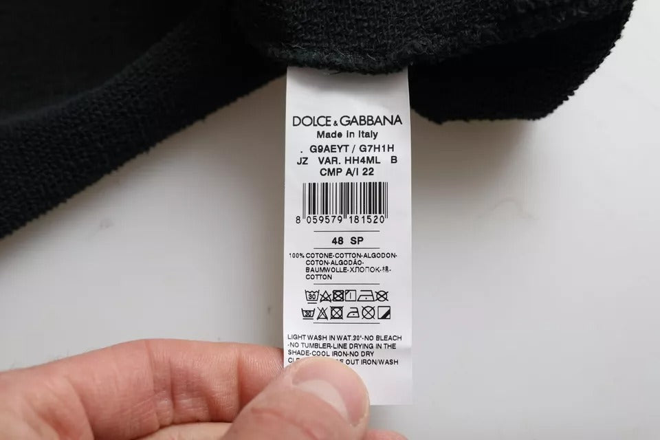 Dolce &amp; Gabbana Black Cotton Hooded Short Sleeves Cropped T-shirt