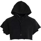 Dolce &amp; Gabbana Black Cotton Hooded Short Sleeves Cropped T-shirt