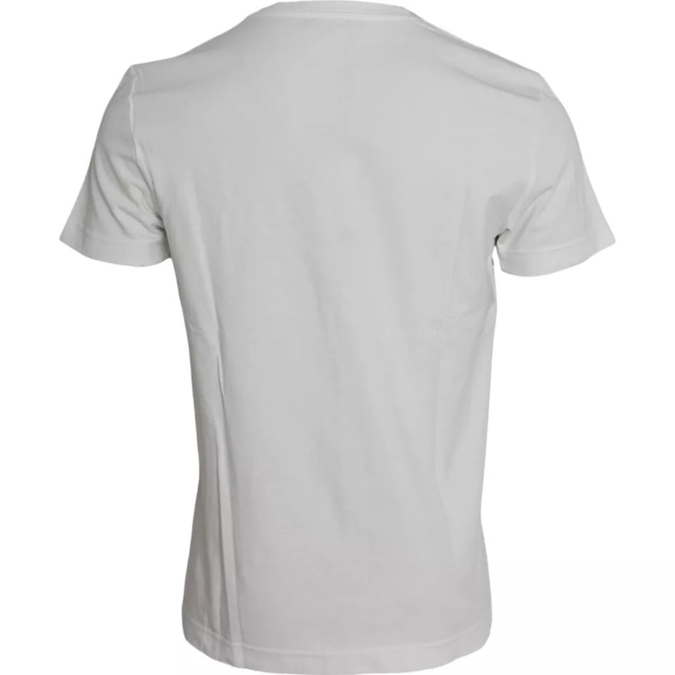 Dolce &amp; Gabbana White Bandana Print Cotton Short Sleeves Men T-shirt