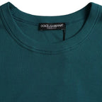 Dolce &amp; Gabbana Blue Green Cotton Round Neck Short Sleeves T-shirt