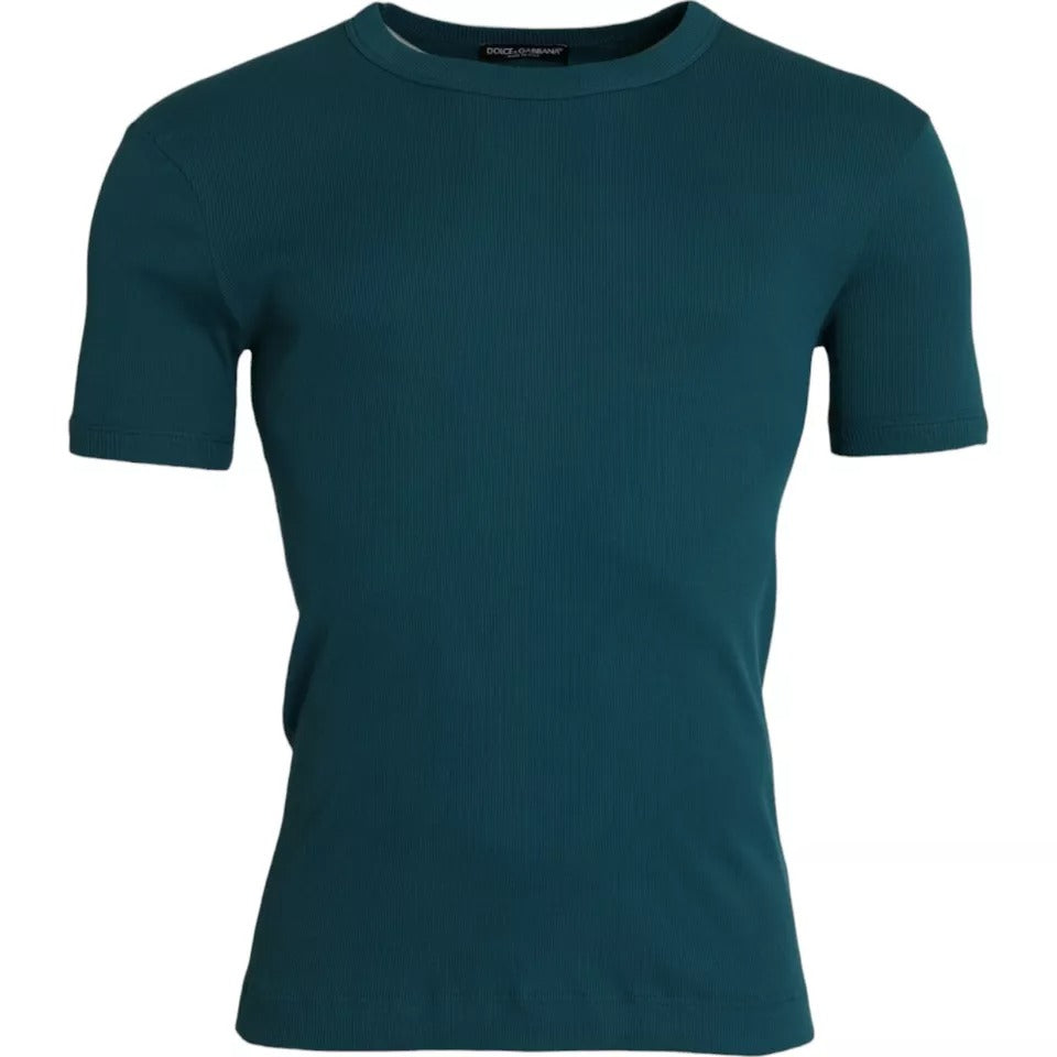 Dolce &amp; Gabbana Blue Green Cotton Round Neck Short Sleeves T-shirt