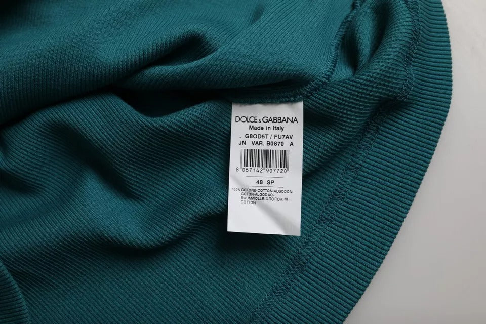 Dolce &amp; Gabbana Blue Green Cotton Round Neck Short Sleeves T-shirt