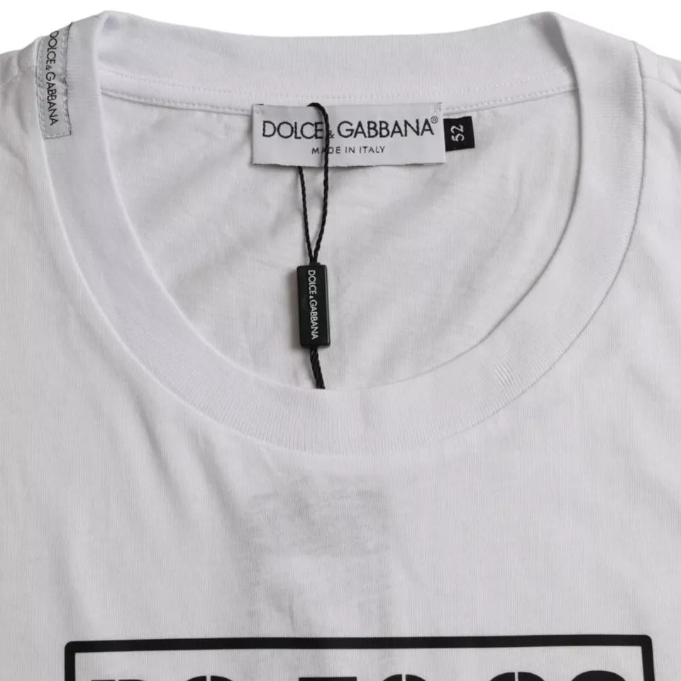 Dolce &amp; Gabbana White Logo Round Neck Short Sleeves T-shirt