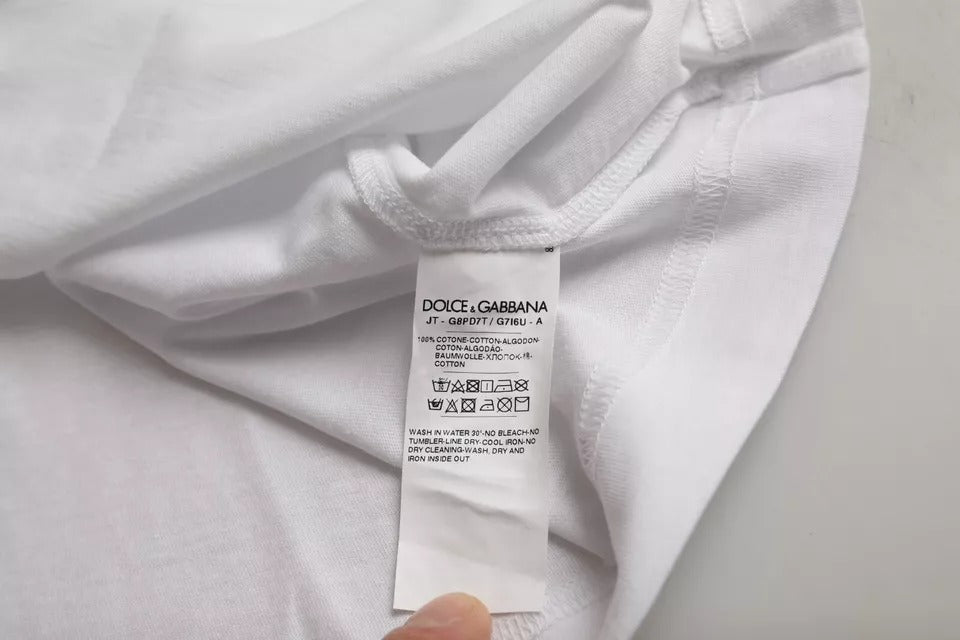 Dolce &amp; Gabbana White Logo Round Neck Short Sleeves T-shirt