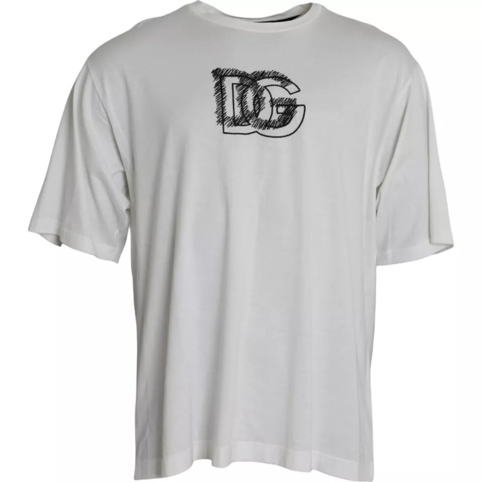 Dolce &amp; Gabbana White Logo Round Neck Short Sleeves T-shirt