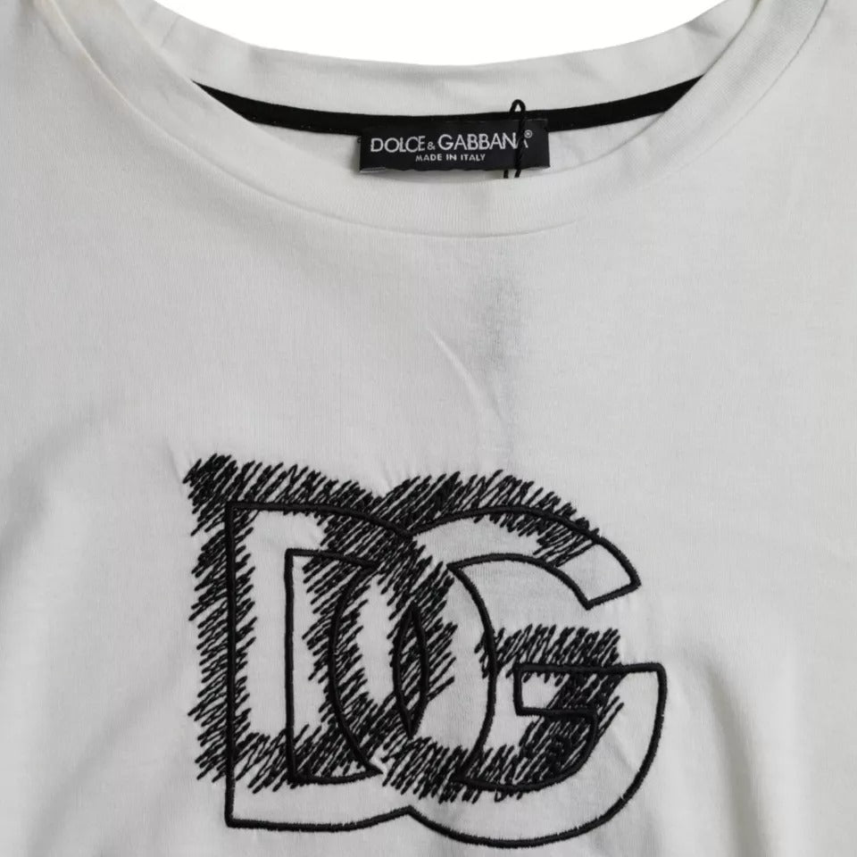 Dolce &amp; Gabbana White Logo Round Neck Short Sleeves T-shirt