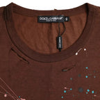 Dolce &amp; Gabbana Brown Color Splash Cotton Crew Neck T-shirt
