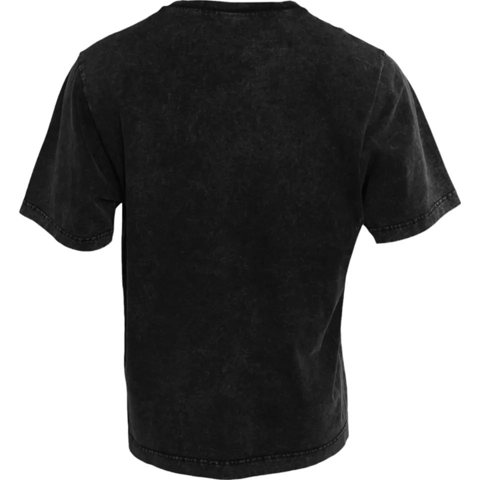 Dolce &amp; Gabbana Black Logo Print Cotton Crewneck Men T-shirt