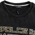 Dolce &amp; Gabbana Black Logo Print Cotton Crewneck Men T-shirt