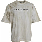 Dolce &amp; Gabbana Off White Logo Cotton Crew Neck T-shirt