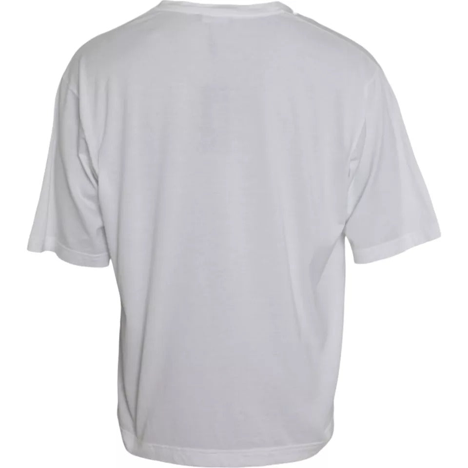 Dolce &amp; Gabbana White Cotton Round Neck Short Sleeve T-shirt