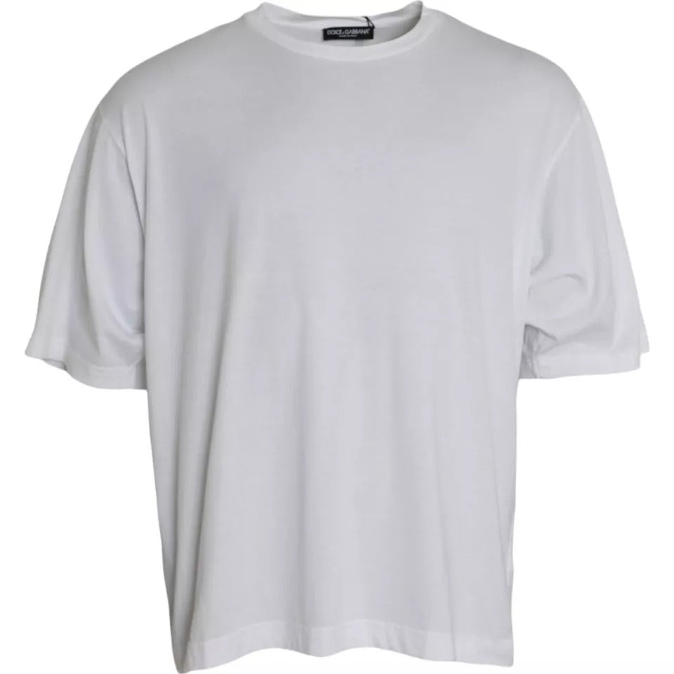 Dolce &amp; Gabbana White Cotton Round Neck Short Sleeve T-shirt